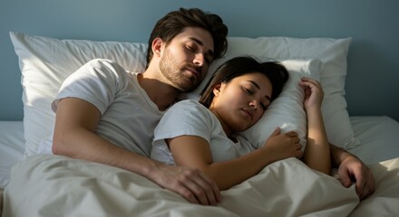 sleeping couple in bed