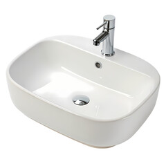 Fototapeta premium Rectangular Ceramic Bathroom Sink Modern Vessel Sink Design for Contemporary Bathrooms Elegant White Washbasin for Renovation Projects on transparent background