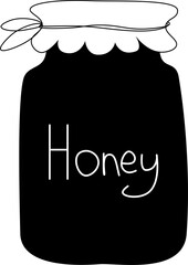 Honey jar full of honey isolated. Vector graphic line illustration. Best for craft made preserve designs. Perfect for cards, decorations, stickers, logo, menu, various designs