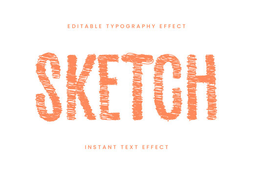 Orange Scribble Sketch Font Crayon Textured Text Effect