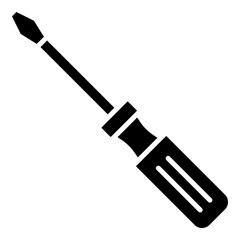 Slotted common blade screwdriver icon on transparent background