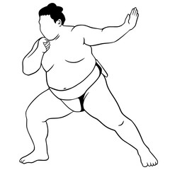 Sumo Illustration Character Cartoon Art Simple Line-art Outline
