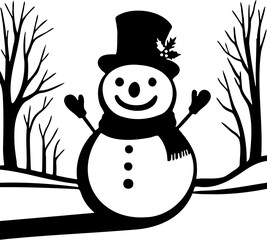 christmas snowman vector illustration, isolated on white
