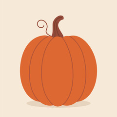 Ripe autumn pumpkin. Hand-drawn. Vector illustration in flat style