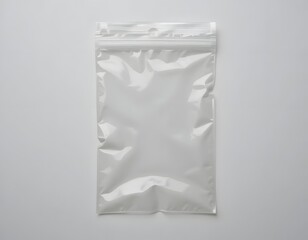 White crumpled paper or plastic bag packaging, isolated and empty