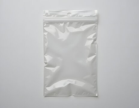 White crumpled paper or plastic bag packaging, isolated and empty