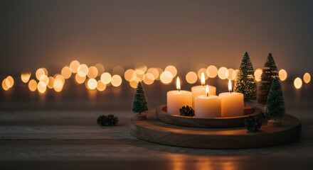 Cozy Christmas Candles with Bokeh Lights