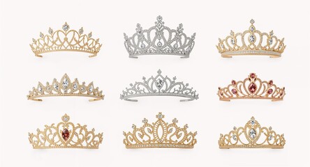 Different style tiara design on plain white background
