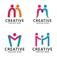 Partnership humanity letter m vector logo