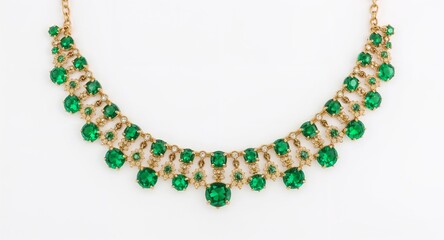 Obraz premium Different style emerald necklace design on plain white background
