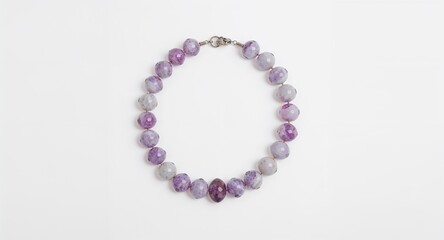 Obraz premium Different style lavender jade necklace design on plain white background