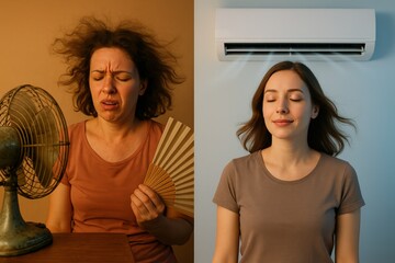 Comfort vs Chaos, AC Cooling Versus Fan Struggle, Funny Summer Concept
