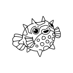 cute spiky pufferfish cartoon