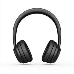 Sleek and Modern Black Wireless Headphones on White Background for Music and Audio Lovers