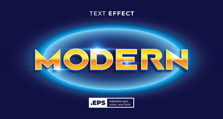 3D text effect with gradient blue yellow silver and gold text and blue background. Editable text style effect with glow light theme. Modern futuristic text for headline title presentation.