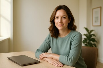 Female Office Manager at Desk, Professional Workspace