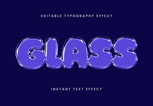 Blue And White Glass Bold Font Shiny Rounded Text Effect