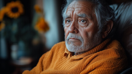 Elderly Man Reflecting by a Window