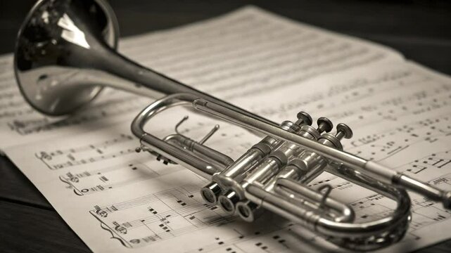 silver trumpet closeup polished valves metal brass instrument detail old classic video