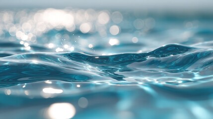 Sparkling turquoise water with gentle waves and bokeh highlights