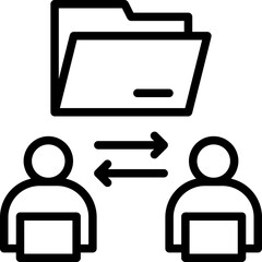 Team File Sharing Line Icon, Document Collaboration