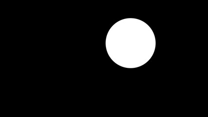 A large white circle positioned on a solid black background, creating bold contrast in a minimalist and abstract geometric composition.
