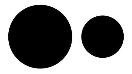 Two solid black circles of different sizes on a white background, creating a simple minimal graphic with contrast and balance.