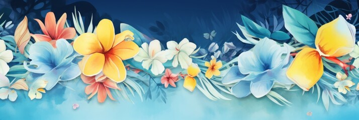 Obraz premium Tropical flowers with leaves