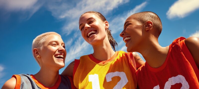 The joyful moments of a basketball team celebrating their victory together
