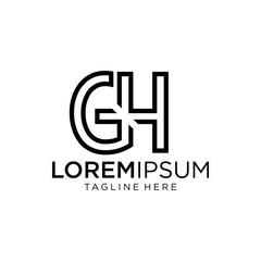 Initials GH with a modern and creative thick-thin line style, suitable for design studios, digital agencies, or personal branding.
