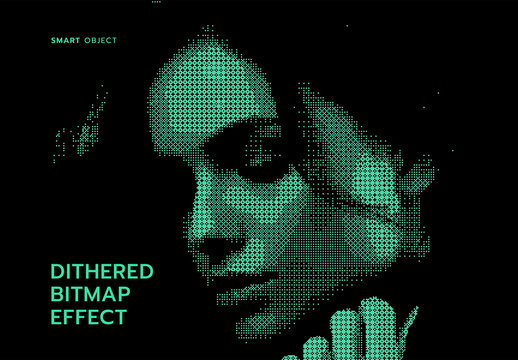 Retro Dithered Bitmap Photo Effect