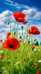Obraz premium Red poppies flowers in the field