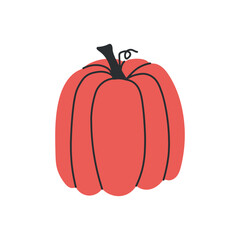 Minimal Autumn Pumpkin Icon in Hand-Drawn Style