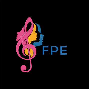 FPE "Colorful Female Silhouettes with Treble Clef Music Symbol on Black Background &ndash; FPE Later Logo, Empowerment, Diversity & Art Concept"
