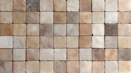 Soft Ivory and Beige Moroccan Zellige Tile Texture, Handcrafted Ceramic Square Tiles for Luxury Interior Wall or Floor Design, Natural Earth Tone Stone Background