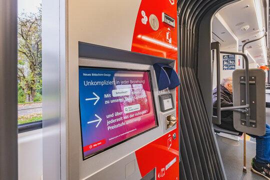 Public transport ticket machine inside a tram