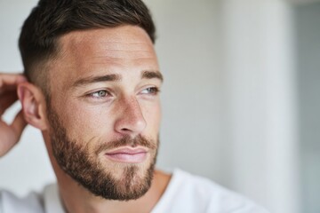 Obraz premium Thoughtful expression and stylish look highlight confidence and