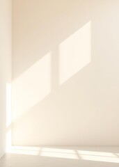Obraz premium Minimalistic abstract simple gentle light beige background for product presentation with light and beautiful shadow from window on wall Empty room interior design architecture blank design room
