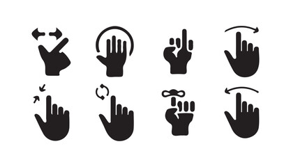 Fototapeta premium Touchscreen Gesture Icons Set. Swipe, Tap, Zoom, and Multi-Touch Symbols. Victor illustration eps 10
