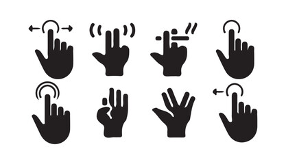 Fototapeta premium Touchscreen Gesture Icons Set. Swipe, Tap, Zoom, and Multi-Touch Symbols. Victor illustration eps 10