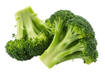 Fresh green broccoli florets healthy vegetable nutrition organic food isolated on black background