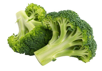 Fresh green broccoli florets isolated on white background for healthy eating and cooking ideas