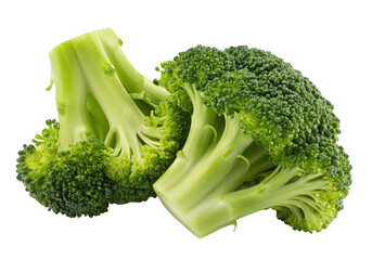 Fresh organic broccoli florets isolated on black background for healthy eating and nutrition concept