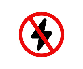 No lightning electricity sign. Antistatic material flash icon. No electric sign illustration on transparent background. 
