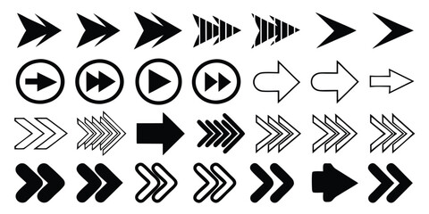 Comprehensive collection of black arrow icons a mega set featuring various directional arrows suitable for web design user interface elements and graphic design projects requiring
