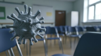 Contamination risk in indoor classroom setting with floating biological particles and empty seats