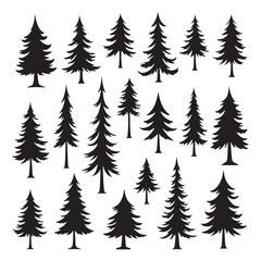Obraz premium Pine Tree Silhouette Bundle Dense Forest Vector Collection