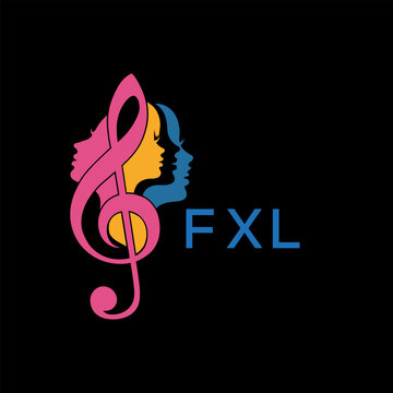 FXL "Colorful Female Silhouettes with Treble Clef Music Symbol on Black Background &ndash; FXL Later Logo, Empowerment, Diversity & Art Concept"
