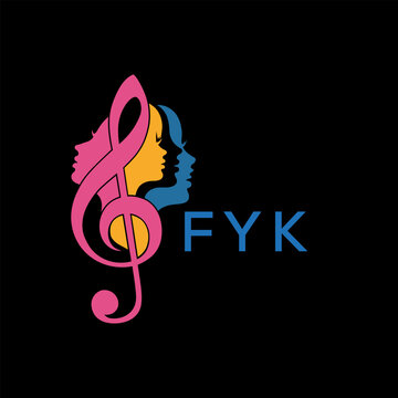 FYK "Colorful Female Silhouettes with Treble Clef Music Symbol on Black Background &ndash; FYK Later Logo, Empowerment, Diversity & Art Concept"
