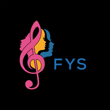 FYS "Colorful Female Silhouettes with Treble Clef Music Symbol on Black Background &ndash; FYS Later Logo, Empowerment, Diversity & Art Concept"
